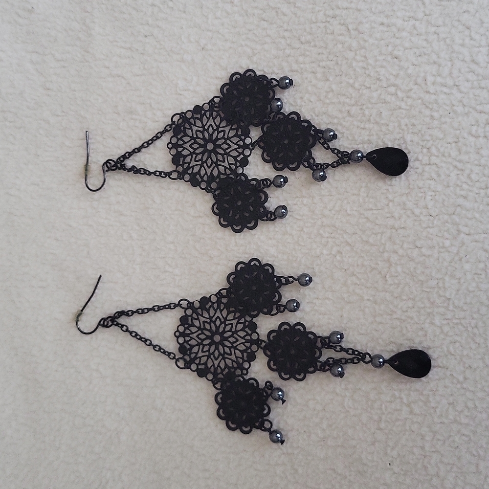 Long black earrings